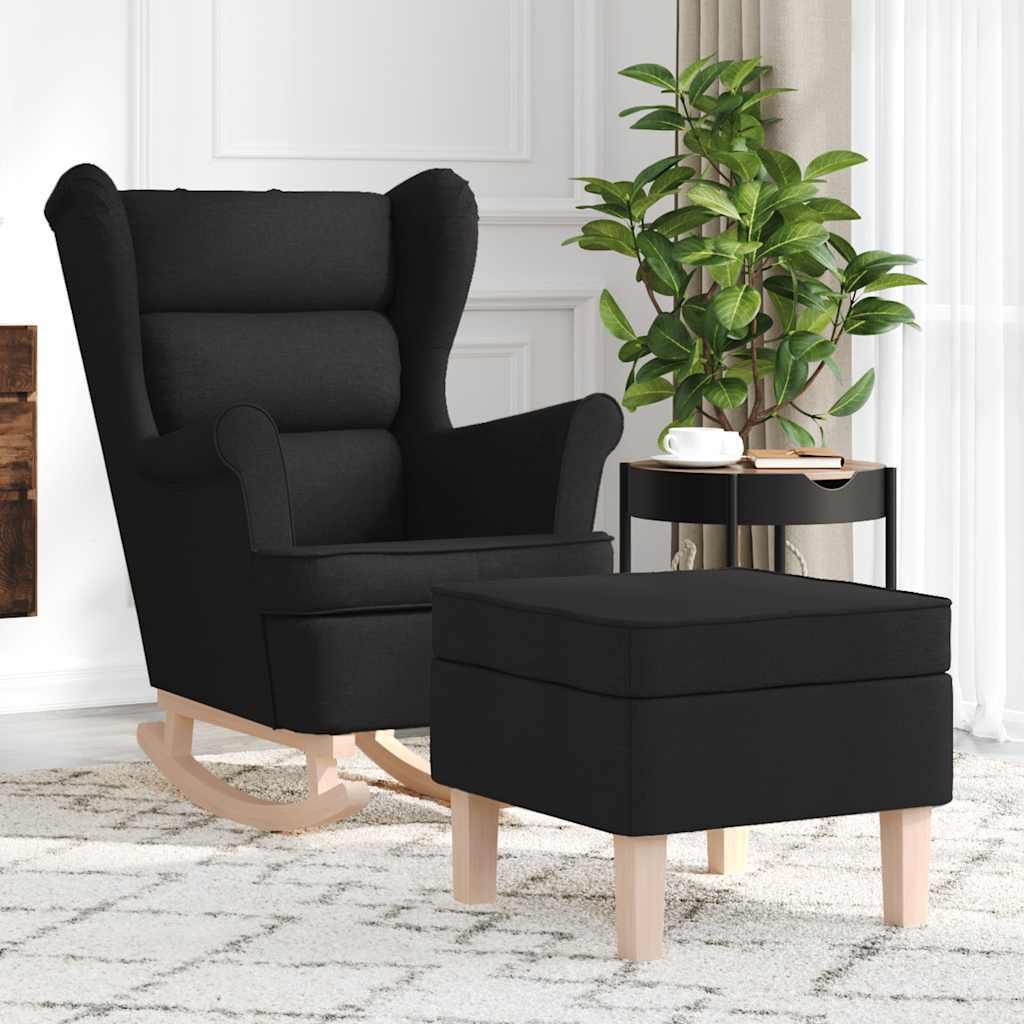 Schaukelsessel mit Hocker Schwarz Stoff Produktbild 