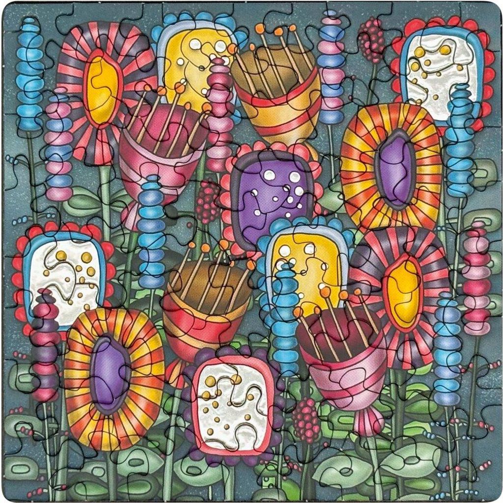 CURIOSI Square Puzzle Q Silver: Bunte Blumen 72 Puppen