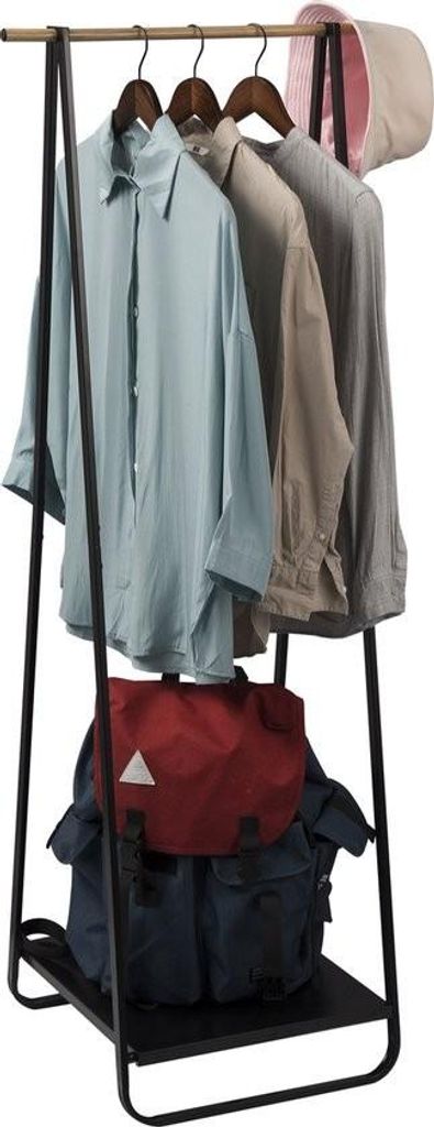 Kamyra Kleiderständer Metall - Kleiderbügel / Garderobenständer - Holz / Schwarz 45x54x141 cm