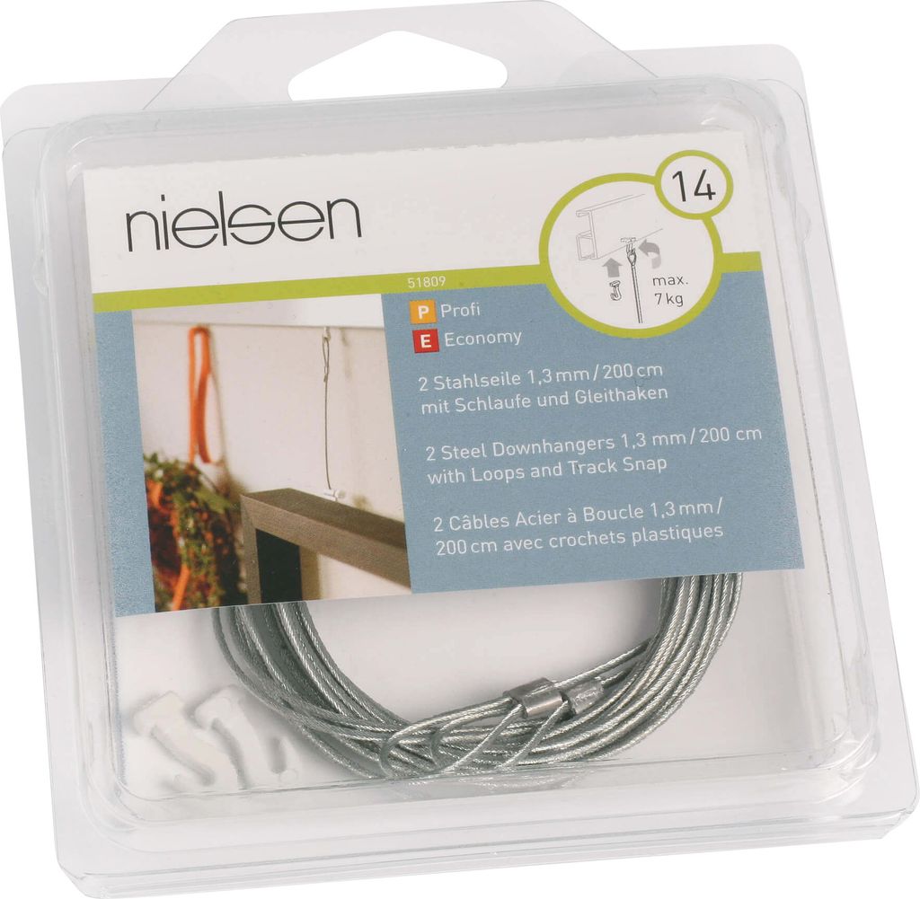nielsen oceľové lano 2 m so slučkou a posuvným hákom pre Obrázok produktu 