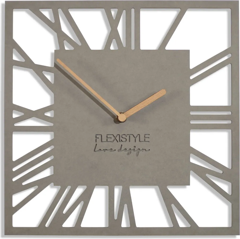 Horloge Murale Carrée 30cm Gris Loft - Finition Piccolo Square Z219B