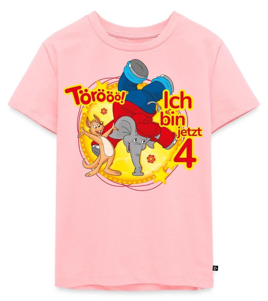Spreadshirt Benjamin Blümchen Ich Bin Jetzt 4 Kinder Premium T-Shirt, 134/140 (8 Jahre), Rosa