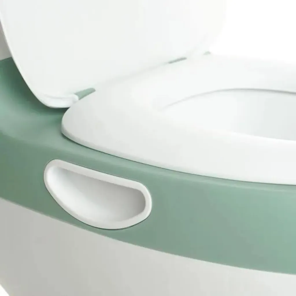 Mini-toilettes Bébé avec Chasse d'Eau Sonore Thermobaby Vert Sauge Stable - 2