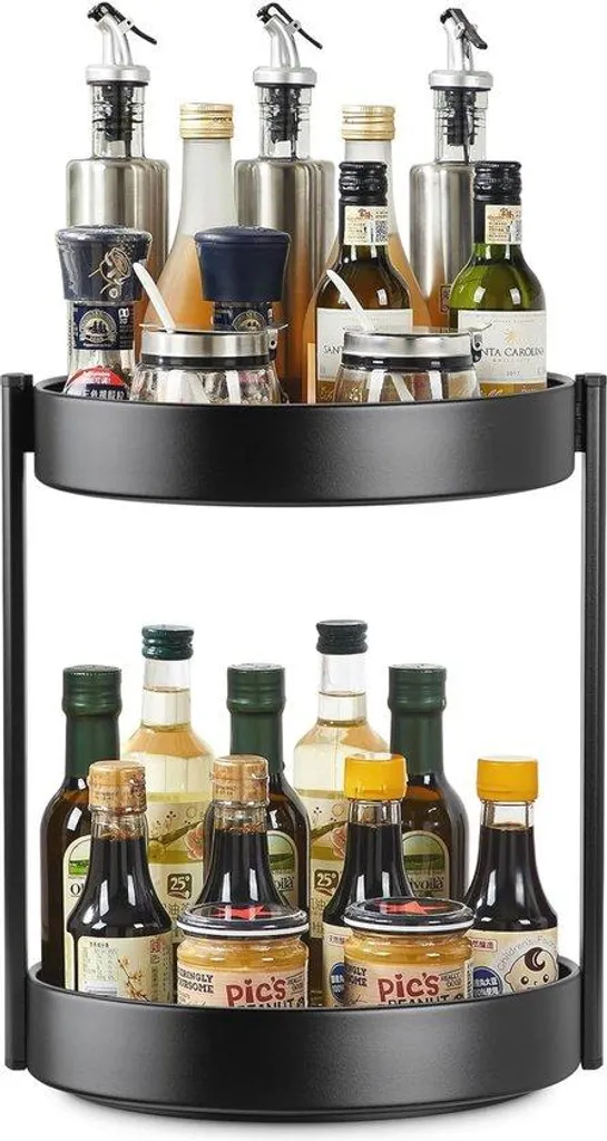 Étagère de cuisine noire 2 étages 25,8 cm compacte et résistante