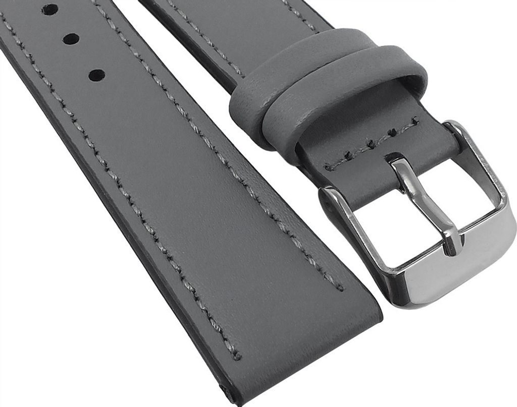Herzog Soft-Line Uhrenarmband grau > Leder Dornschließe Produktbild 