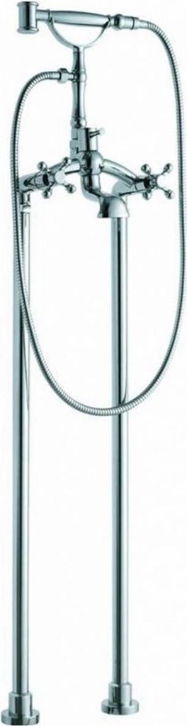 Casa Padrino Jugendstil Badewannenarmatur Silber 25,3 x 18 x H. 118,3 cm - Freistehende Badewannenarmatur mit Standfüßen und Handbrause - Nostalg...
