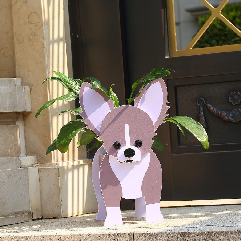 Chihuahua Blumentopf Geschenkbox - Klein PVC Rechteckig Tier Pflanzenbehälter für Innengarten - Sukkulenten Pflanzenbehälter - S Chihuahua
