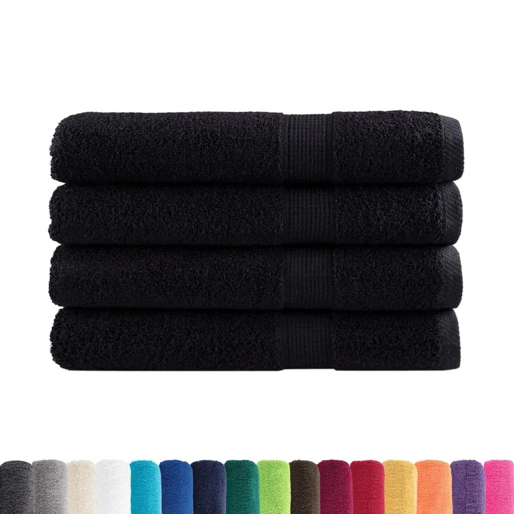 Set 4 Teli Bagno SOLUND Neri 100x200 cm - Spugna Cotone 600 g/m² vidaXL