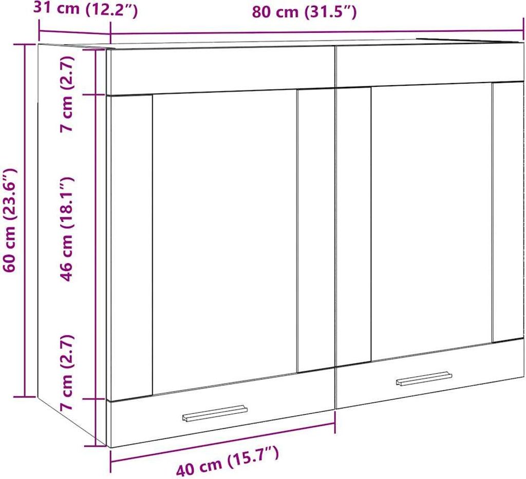 Hängeglasschrank Betongrau 80x31x60 cm Produktbild 10