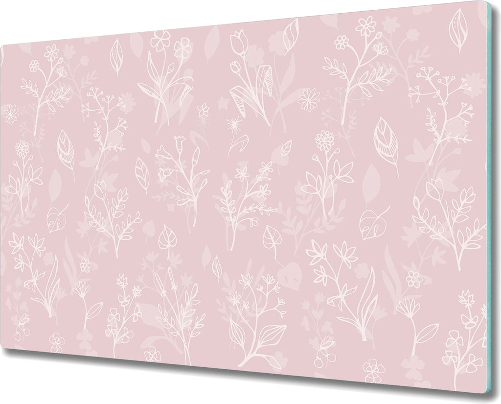 Glas Schneidebrett Herdabdeckplatten Schneideplatten - 80x52 cm - blumiges Rosa