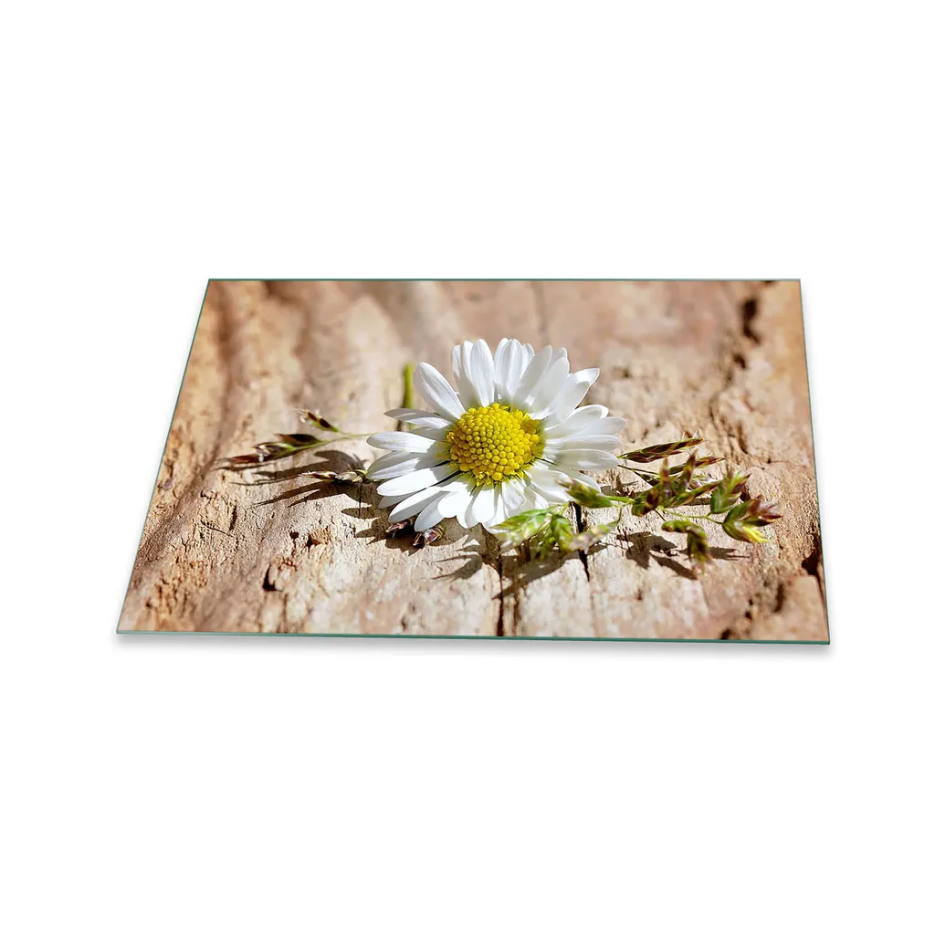 Piastra di copertura per piano cottura in ceramica 1 pezzo 80x52 fiori bianco copertura alzatina in vetro