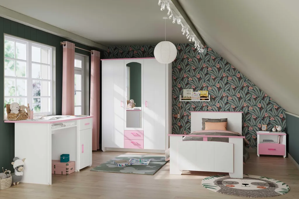Lit enfant rose et blanc Biotiful 90x190 cm - Structure robuste et chic - 8