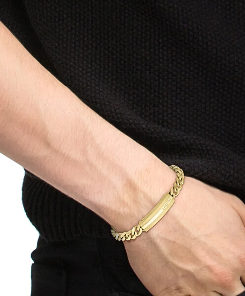 Lacoste 2040092 Adventurer: Bracciale in Acciaio Placcato Oro IP