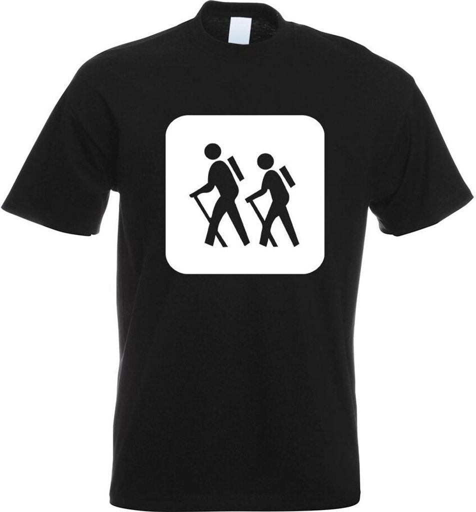 Kiwistar - T-Shirt - schwarz - Wanderer Piktogramm Motiv Bedruckt Funshirt Design Print - mit Motiv Bedruckt - Funshirt Design - Sport - Freizeit -...