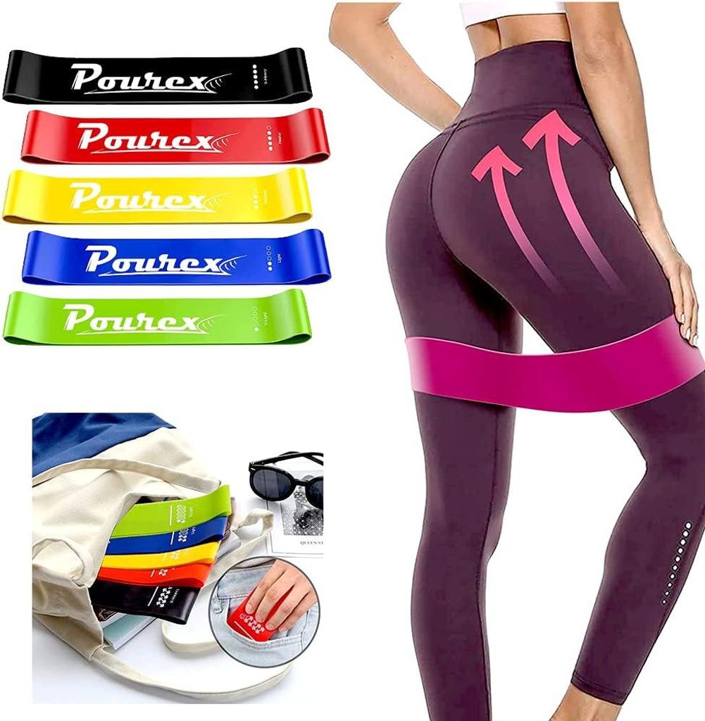 Set di 5 bande elastiche per il fitness Pourex con diversi Immagine del prodotto 