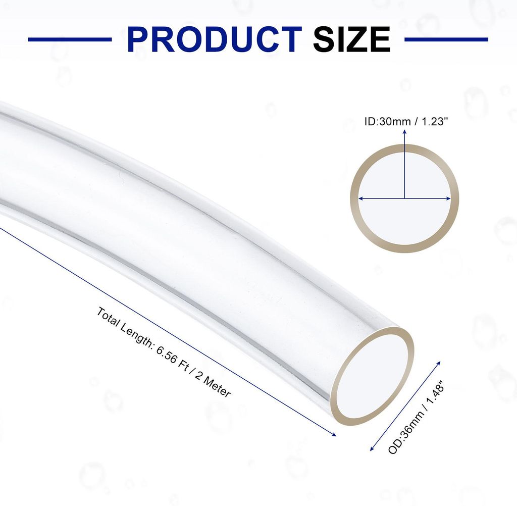 PVC Schlauch 30mm ID x 36mm OD (2 Meter) - Aquarium Schl?uche - Gummischlauch Bierschlauch flexibel, lebensmitteltauglich & transparent fš¹r Trin...