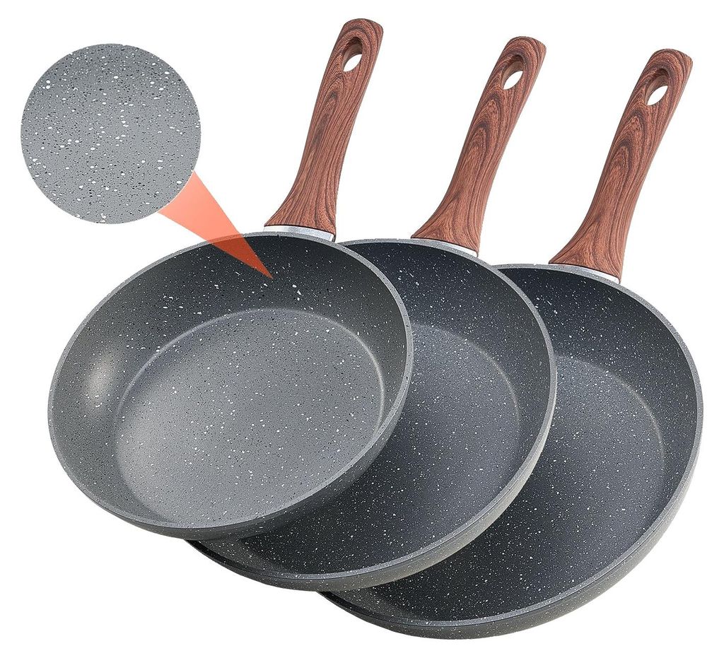 VEVOR Bratpfanne, Aluminium-Ei-Bratpfannen, 3-teiliges Set Produktbild 