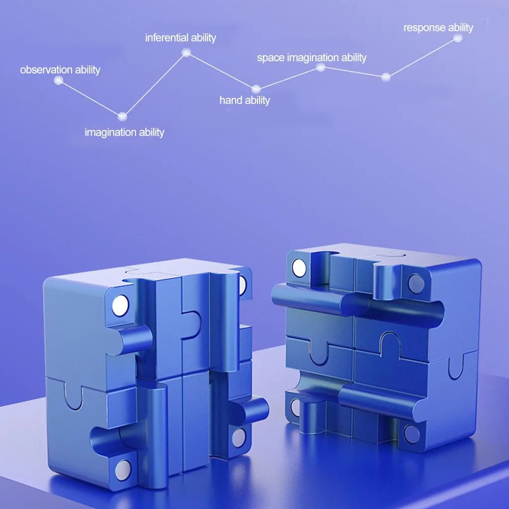 Casse-tête éducatif 3D bleu, le jouet de décompression carré idéal - 3