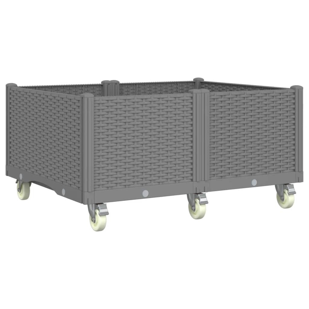 Fioriera con rotelle Grigio chiaro 100x80x54 cm PP Immagine del prodotto 