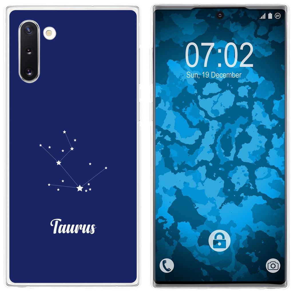 PhoneNatic Case kompatibel mit Samsung Galaxy Note 10 Silikon-Hülle SternzeichenTaurus M8