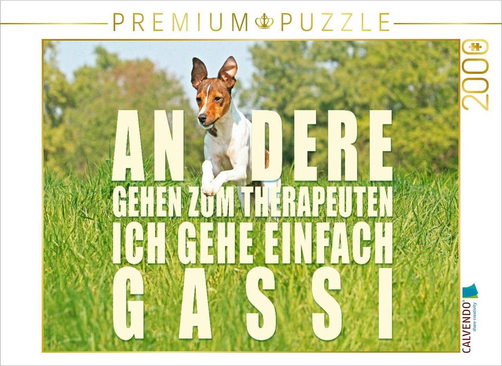 CALVENDO Puzzle Jack Russell Terrier rennt über eine Wiese 2000 Teile Puzzle quer | 2000 Teile Lege-Größe 90x67cm Foto-Puzzle für glückliche S...