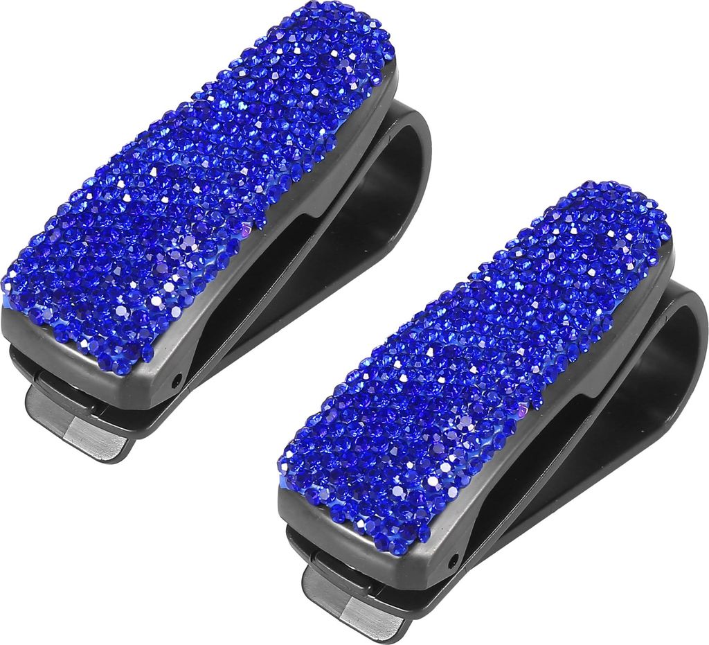 2 Stš¹ck Auto Universal Visier Gl?ser Aufh?nger fš¹r Faux Crystal Navy blau