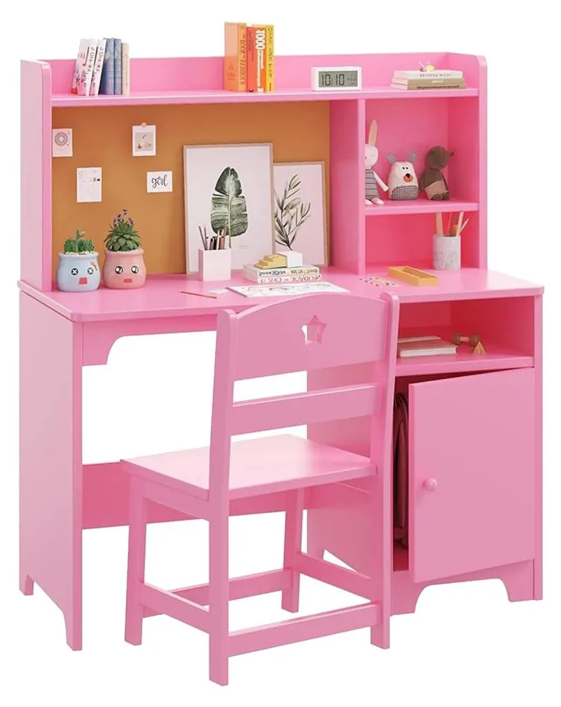 Bureau enfant anti-fatigue avec plateau réglable et étagère bois