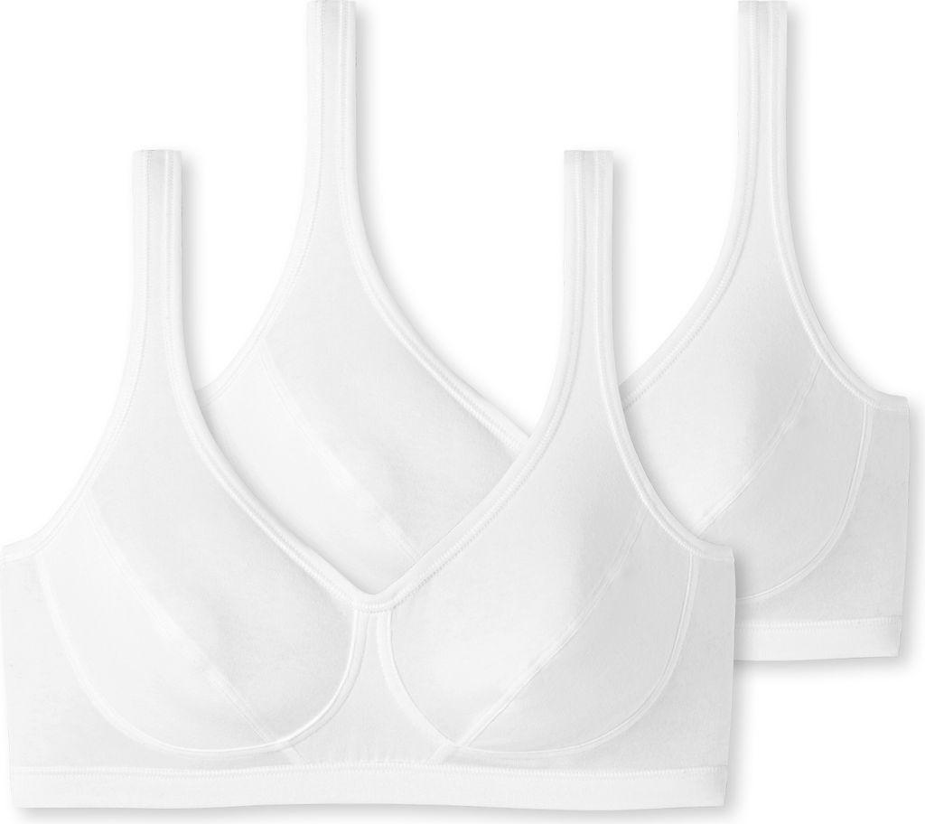 Schiesser Damen Bustier 2-Pack 95/5 Organic Baumwolle Padded - weiss - Größe 75A