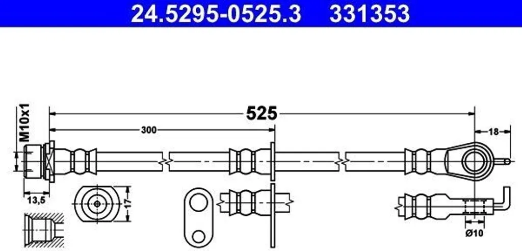 Durite de frein ATE haute résistance - OE 90947 02A46 Toyota Yaris P1