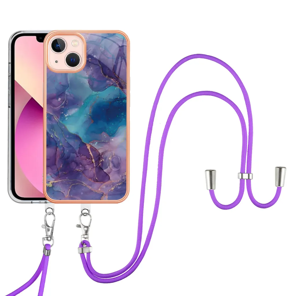 Cover Protettiva iPhone 13 Mini Viola con Laccio Regolabile Bumper TPU