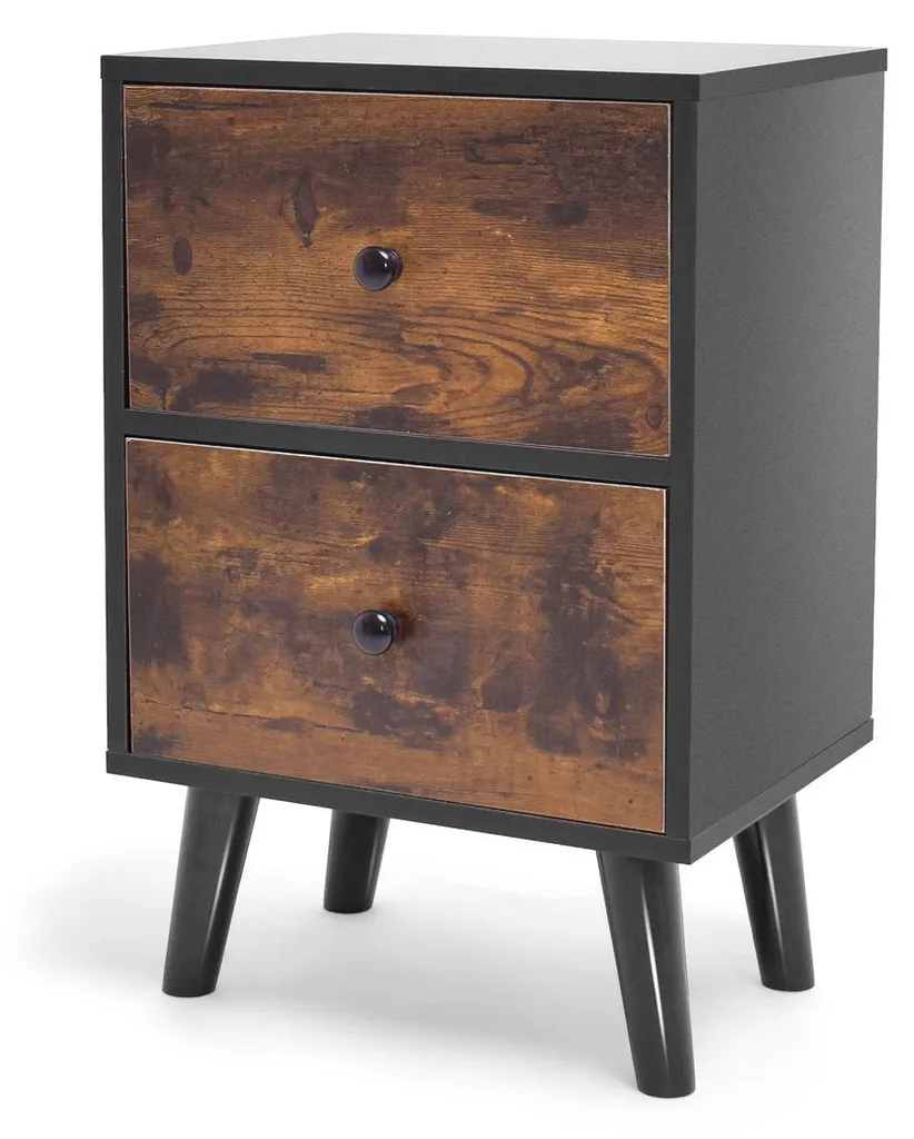 Table de chevet 2 tiroirs en bois massif et pin laqué Rocco Design