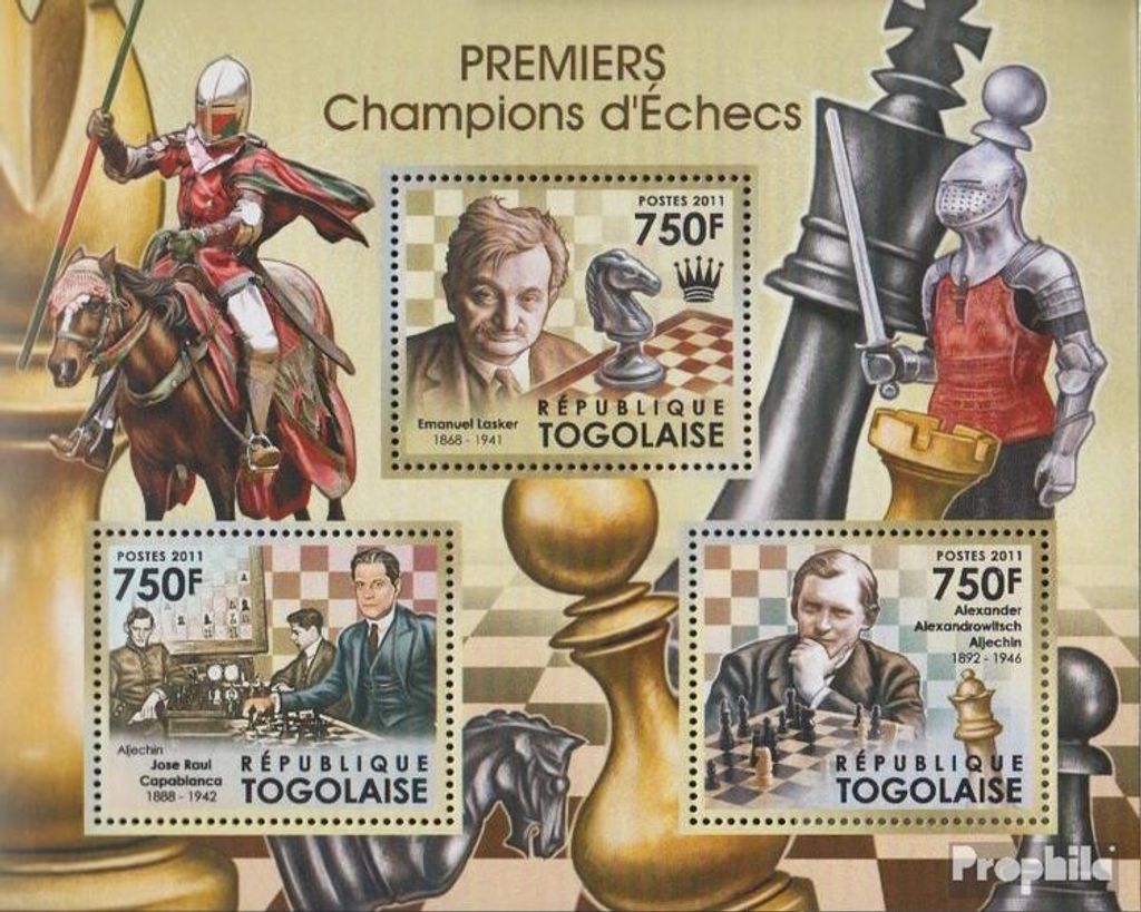 Briefmarken Togo 2012 Mi 4321-4323 Kleinbogen (kompl.Ausg.) postfrisch Schachmeister