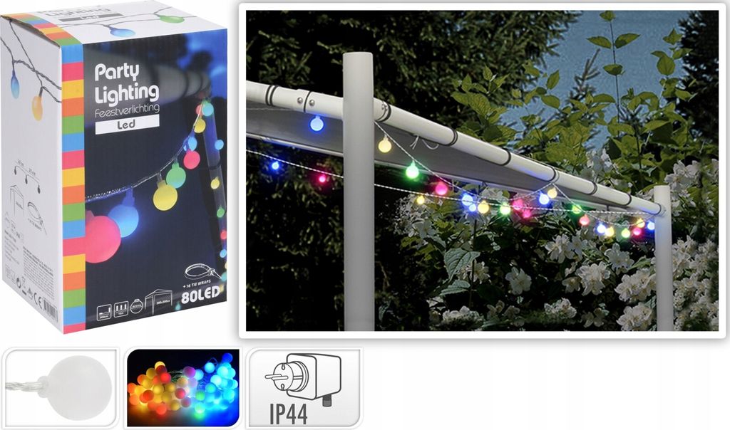 Pestrofarebný záhradný veniec 80 LED 16 m Obrázok produktu 