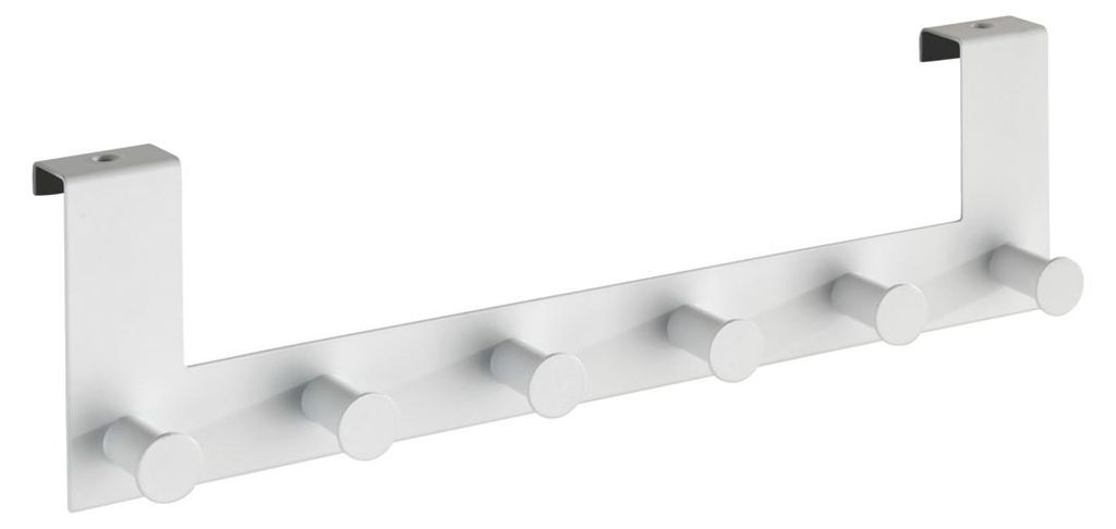 WENKO Türgarderobe Weiß 6 Haken Tür Aufhängen Haken-Set Produktbild 