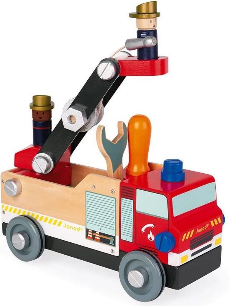 Janod Holz-Feuerwehrauto - Brico'kids Bausatz - 45 Teile