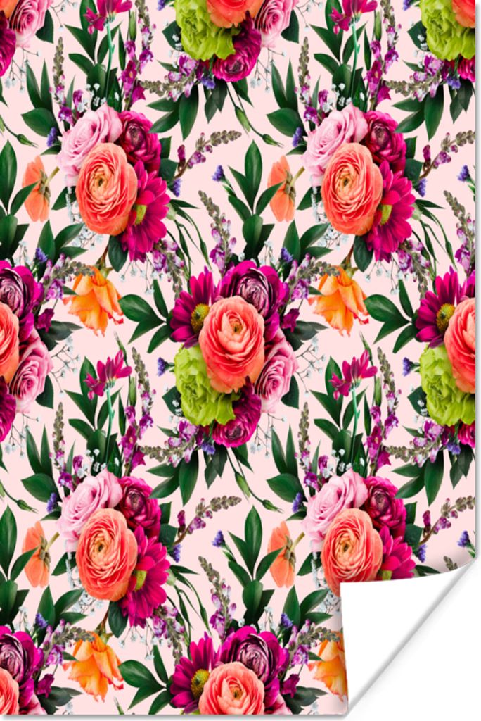 MuchoWow Poster Blumen - Rosen - Lila 80x120 cm - Papierdruck
