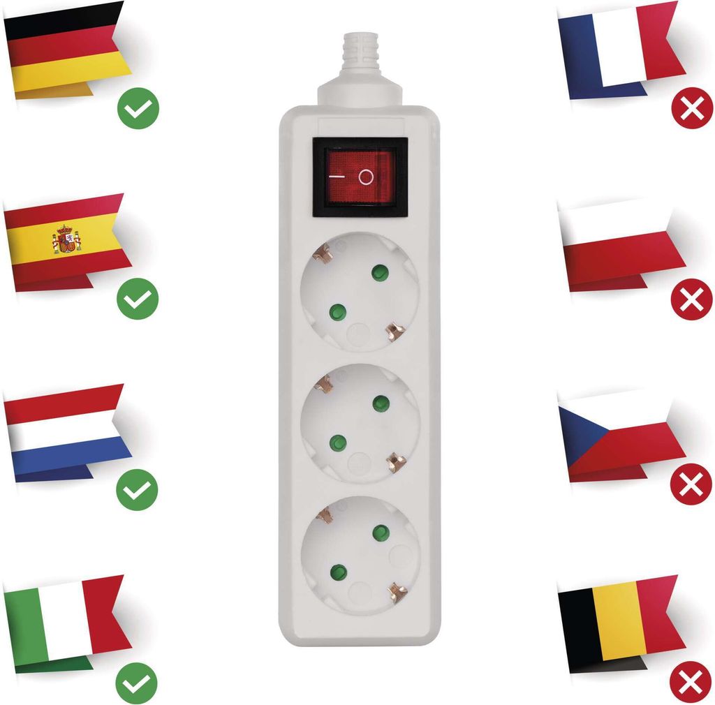 EMOS 3-Fach Steckdosenleiste Schuko OHNE KABEL, mit Produktbild 4