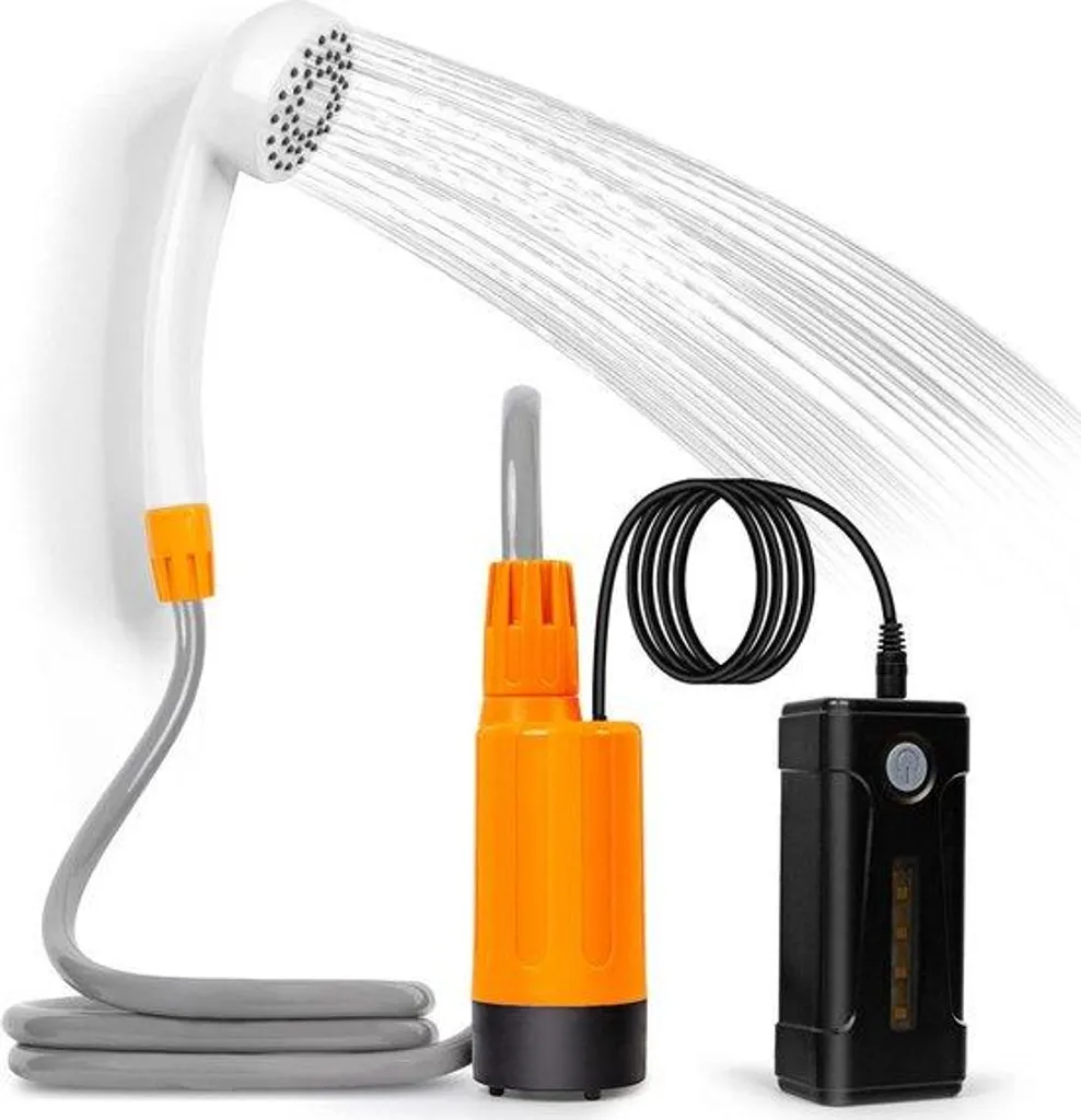Douche d'extérieur portable avec éclairage LED et batterie rechargeable