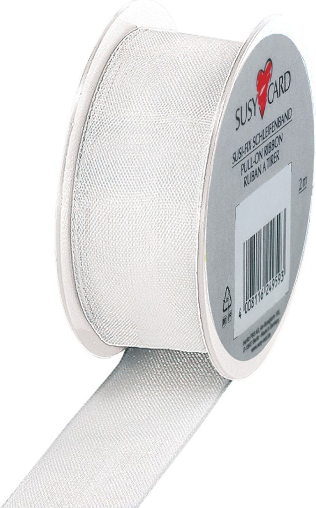 SUSY CARD Geschenkband auf Spule "Trend" weiß 25 mm x 2 m