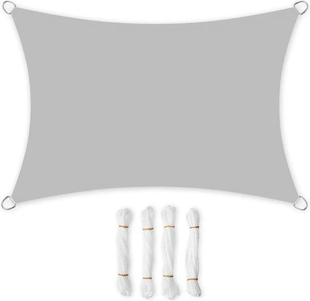 Voile d'ombrage rectangulaire 3x2 m gris clair déperlant anti-UV 50+