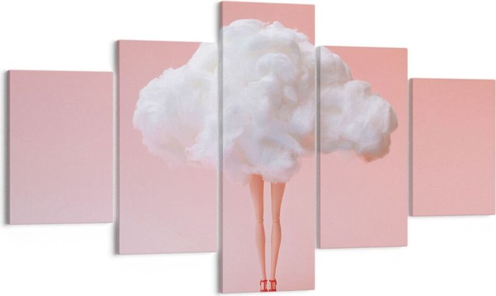 Bild auf Leinwand - Leinwandbild - 5 Teile - Wolke Beine Surrealismus - 125x70cm - Wand Bild - Wanddeko - Wandbilder - Leinwanddruck - Bilder - Wan...