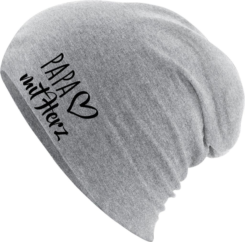 Huuraa Beanie Papa mit Herz Heather Grey One Size Baumwolle und Elasthan Mütze Geschenkidee