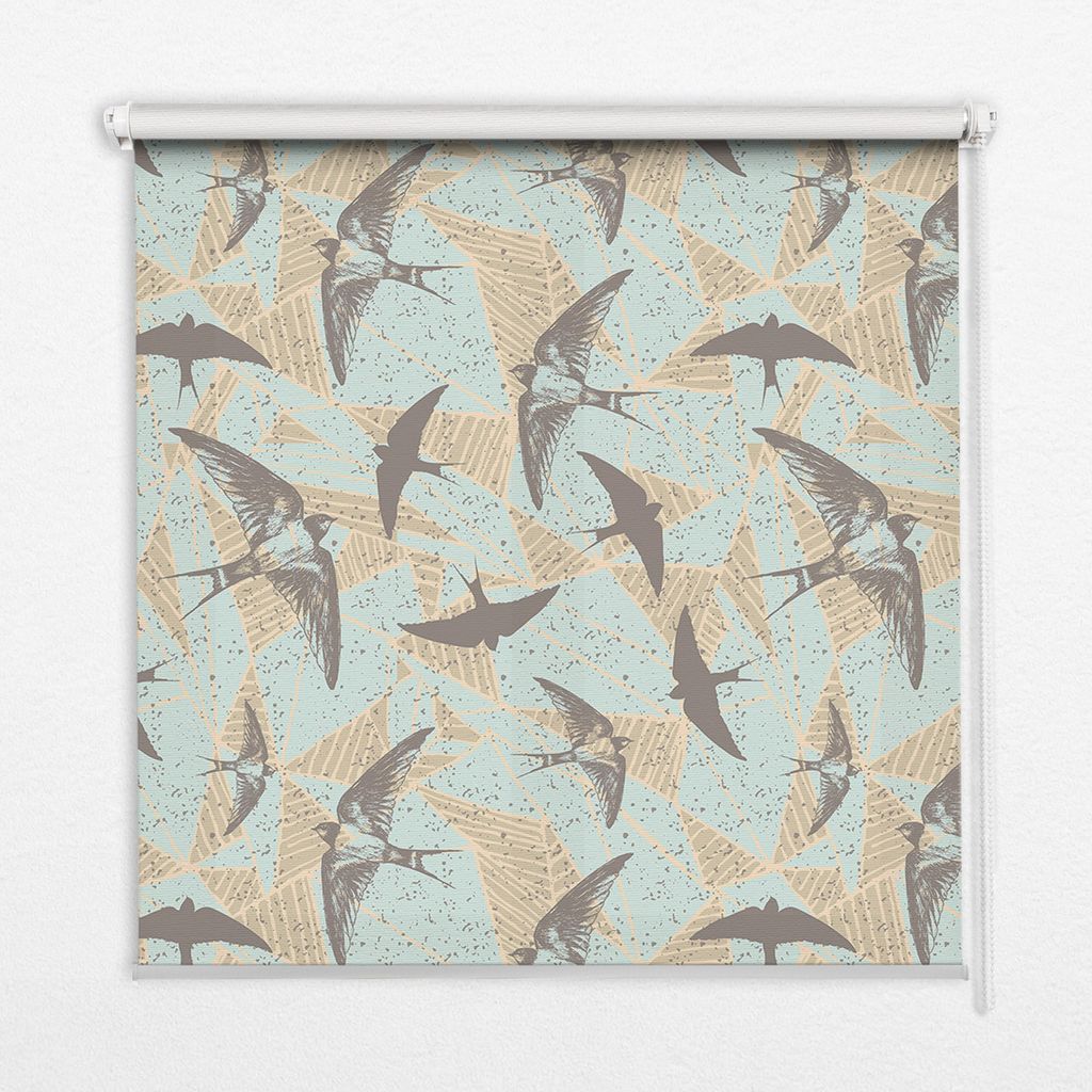 Seitenzug-Rollo Fensterrollo Jalousie - Lichtdurchlässig Springrollos - 60x140 cm - Schwalben