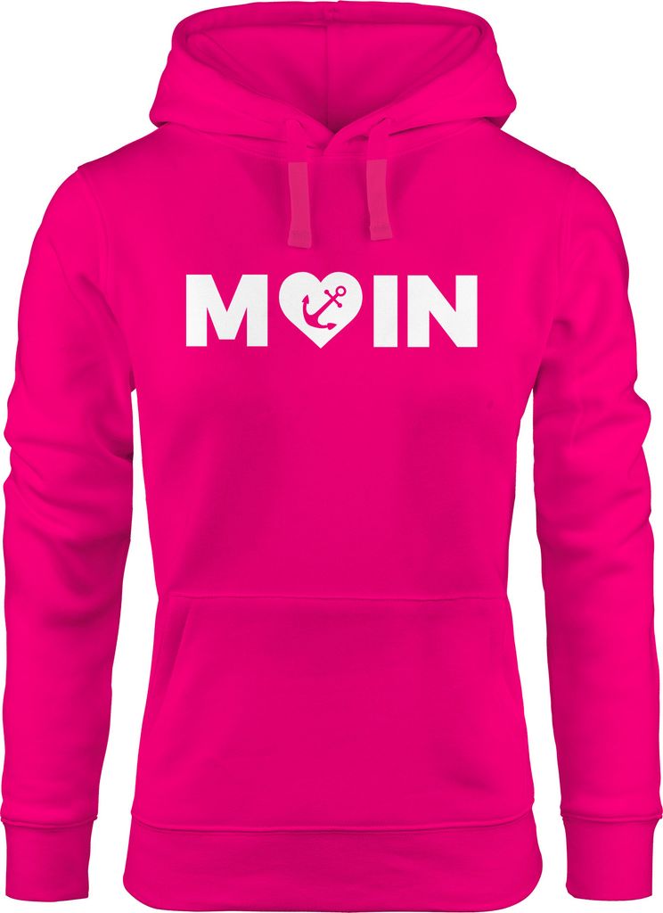 Cooler Kapuzen-Pullover Damen Moin Love Herz mit Anker Nordsee Hoodie Moonworks pink XL
