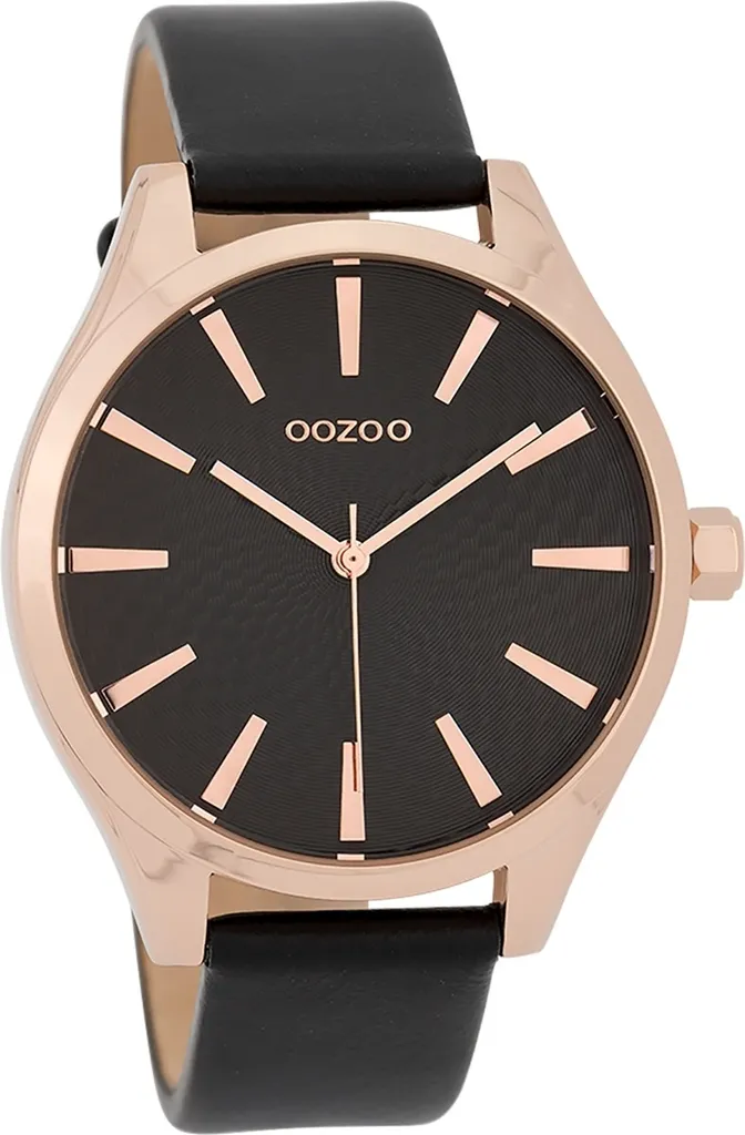 Oozoo orologio da polso in pelle nera Orologi da donna analogici al quarzo UOC9689A