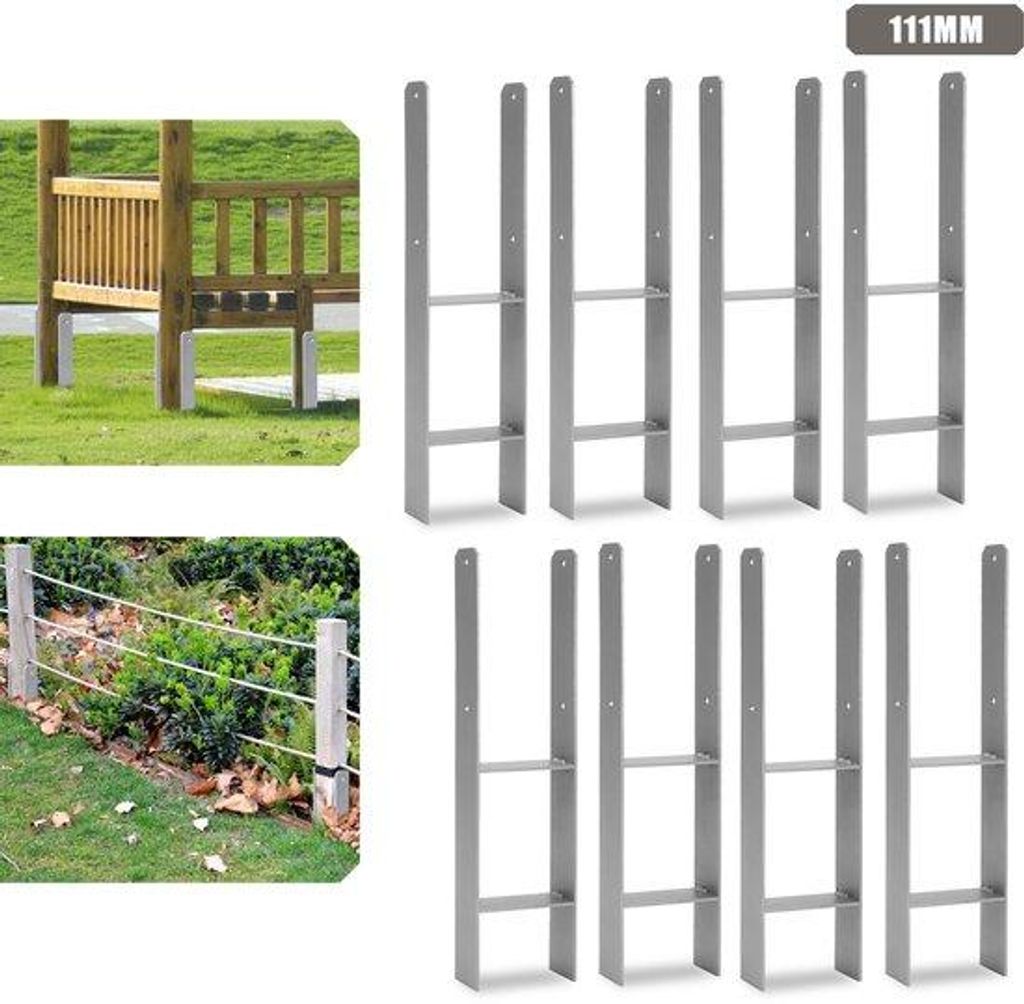 H-vormig buitensteun 111mm 8st, robuste Konstruktion, langlebig, ideal für Pergola