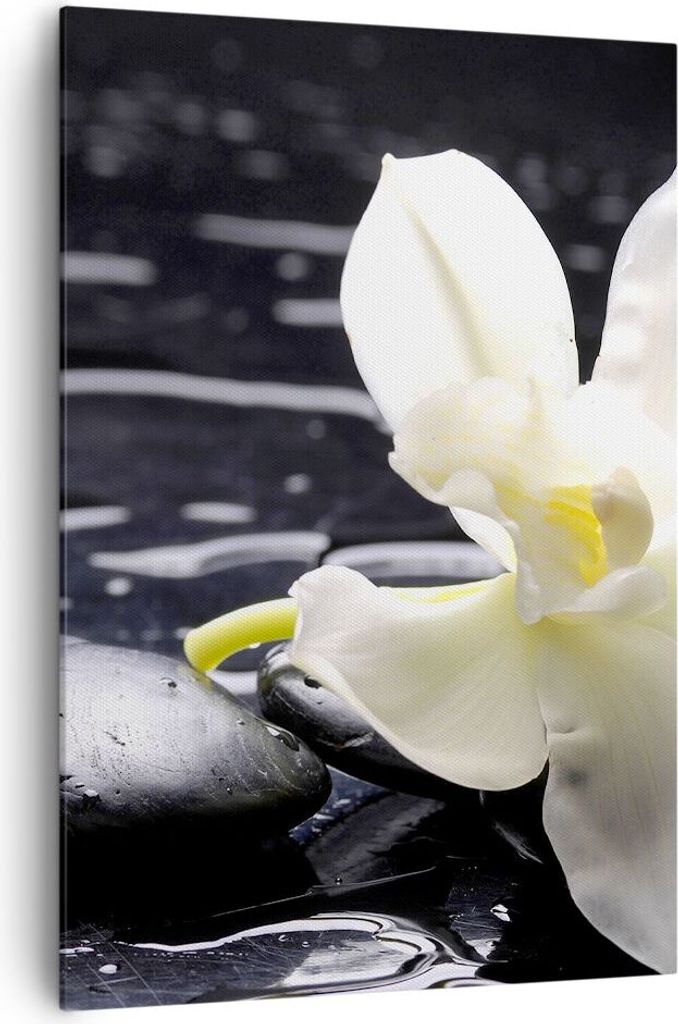 Bild auf Leinwand - Leinwandbild - Einteilig - Spa Orchidee Steine Wasser - 70x100cm - Wand Bild - Wanddeko - Wandbilder - Leinwanddruck - Wanddeko...