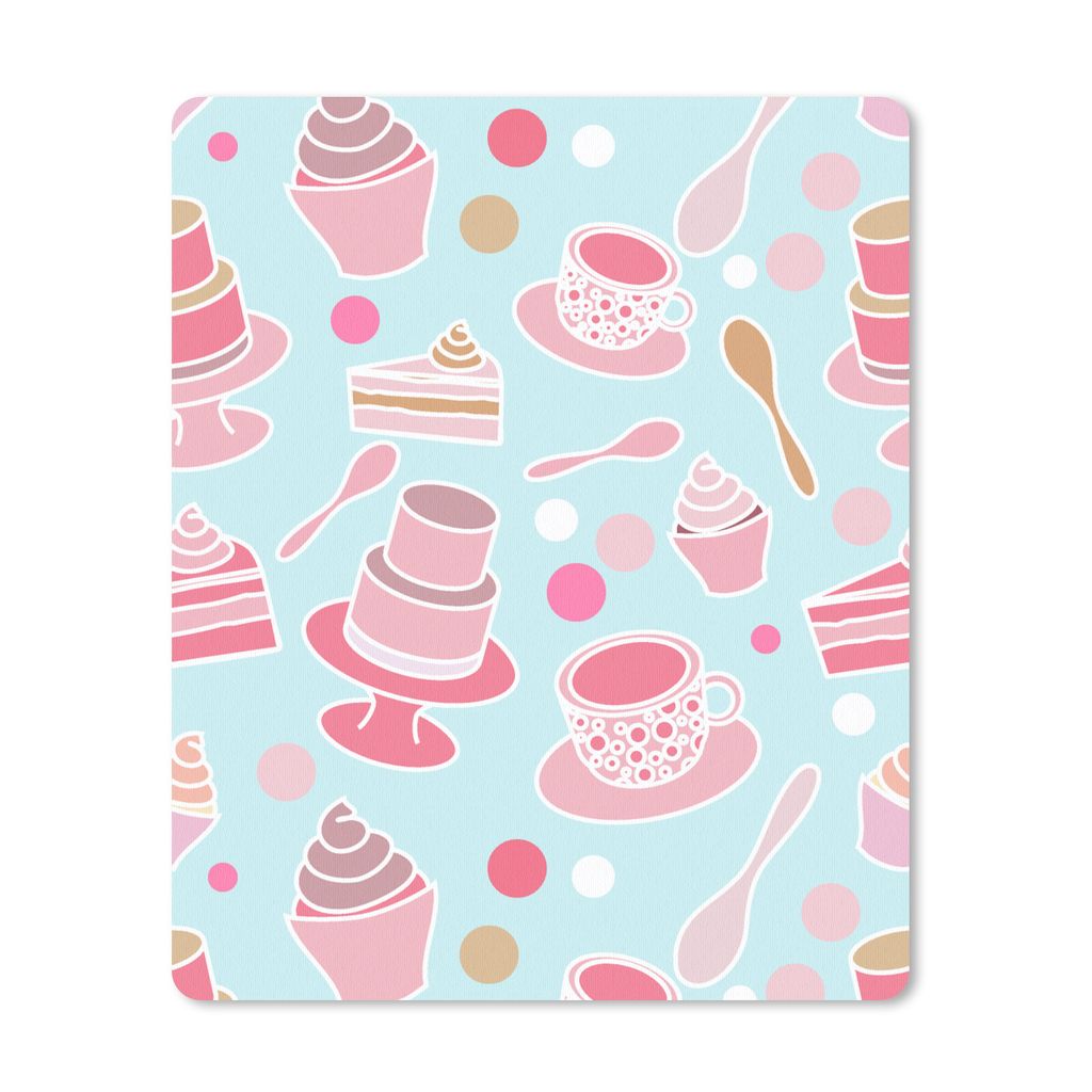 MuchoWow Mauspad Mousepad Torte - Tee - Cupcake - Rosa - Design 19x23 cm - Mousepads - Maus Mat - Pad - Mausunterlage - Mauspads - Spielen