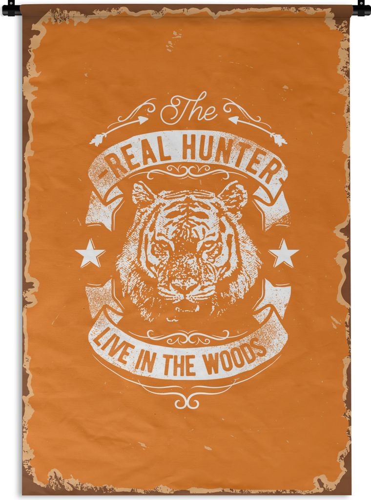 MuchoWow Wandteppich Wandbehang Jahrgang - Tiger - Orange 60x90 cm Tapisserie Dekoration Wandtuch - Foto-Teppich - Abwaschbar