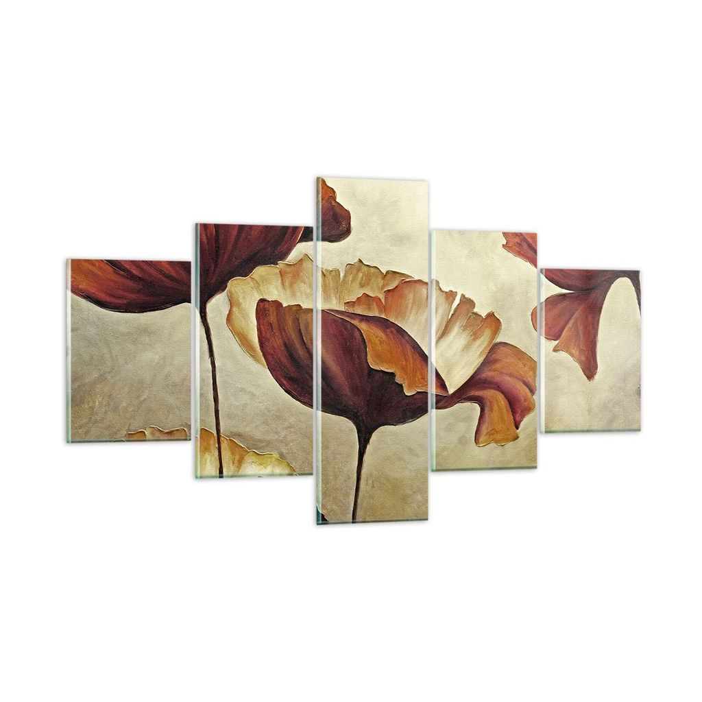 Bilder auf glas - Mohn Blume Wiese - 125x70cm - Glasbilder - Wandbilder - Kunstdruck - zum Aufhängen bereit - Wanddekoration aus Glas - Glas Bilde...